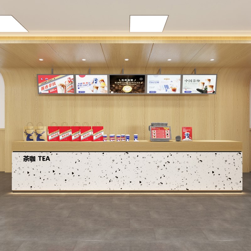 简约奶茶店咖啡水吧台蛋糕店水果店花店收银台桌简易前台柜台定制