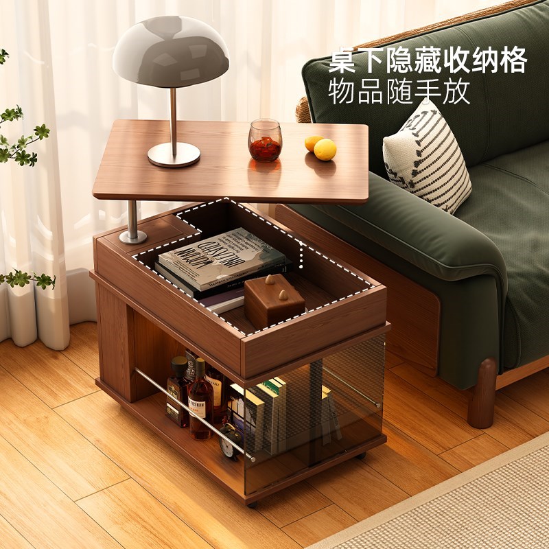 优选移动边几可升降式茶r几小户型客厅家用沙发边柜中古小推车边;