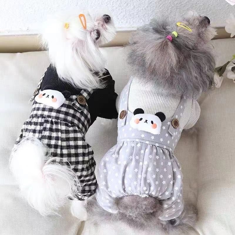 雪纳瑞小型犬贵宾犬宠物比熊泰迪狗狗衣服秋冬装冬装背带四脚衣