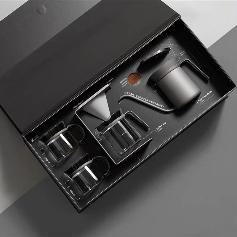 熊与杨 手冲咖啡壶 套装礼盒装六件套家用咖啡器具手冲磨豆机滤杯