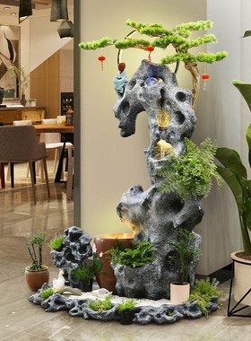 中式庭院景观假山流水摆件太湖石加湿器阳台别墅花园造景户外装饰