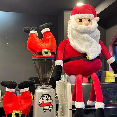 圣诞节店铺装饰品圣诞老人玩偶花环门挂奶茶店咖啡店氛围布置摆件