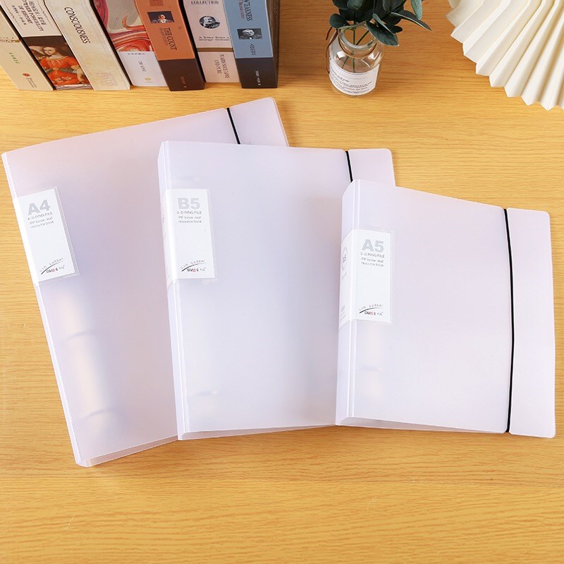 A4-4孔D型透明磨砂大容量活页绑绳文件夹A5B5打孔3孔资料册快劳夹