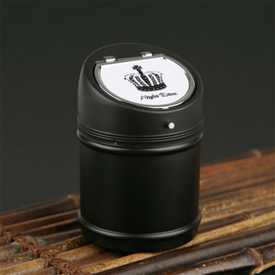 欧式金属防摔烟灰缸防灰飞创意个性潮流连盖封闭式车载家用卧室用