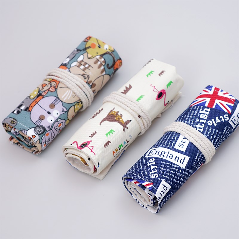 48/36支装手工笔帘 民族风帆布笔帘 学生笔袋彩色铅笔帘素描笔袋