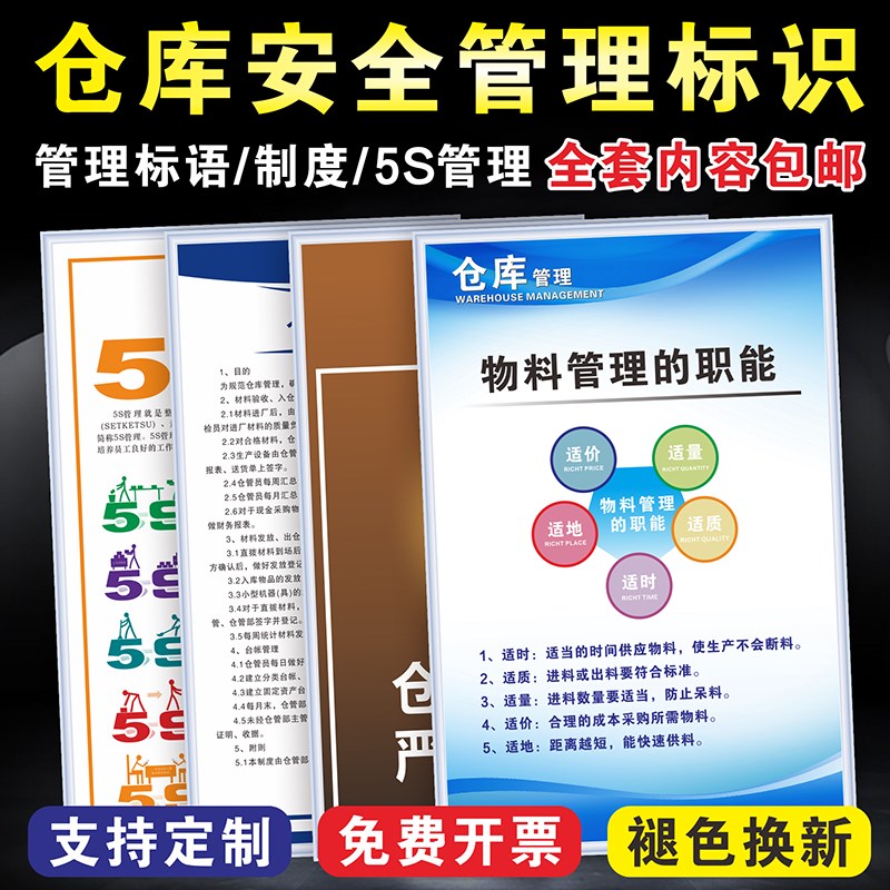 仓库管理标识物料标准化出入仓仓储人员岗位职责6S标语制度牌定制