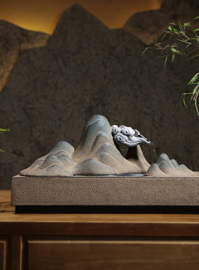 桌面流水摆件新中式客厅玄关办公室茶室山水装饰循环水景招财喷泉