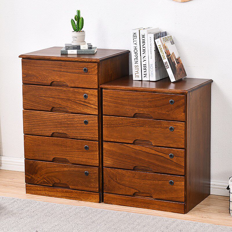 木质多层带锁抽屉式文件柜实木资料收纳柜桌下小矮柜大容量边柜子