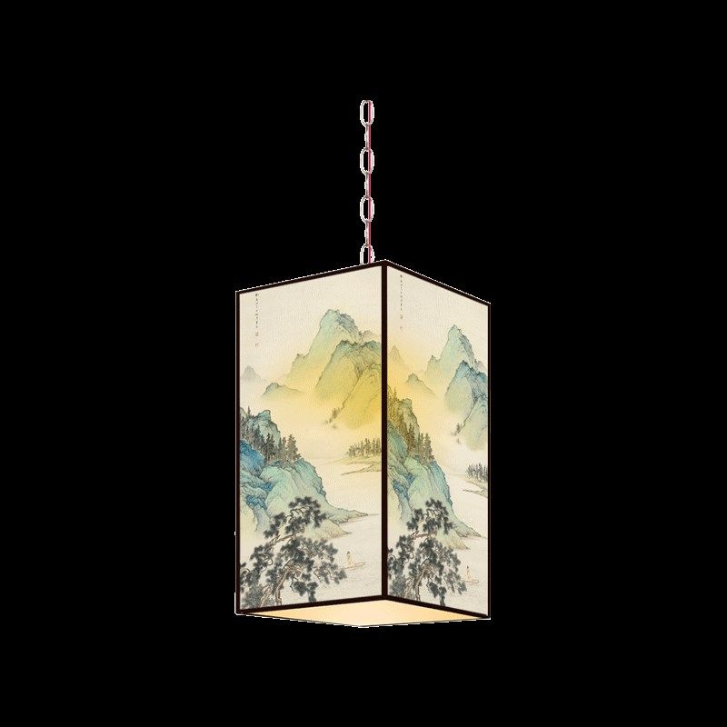 新年书法诗词户外景区灯笼装饰民宿酒店古风花灯挂饰中国风山水画