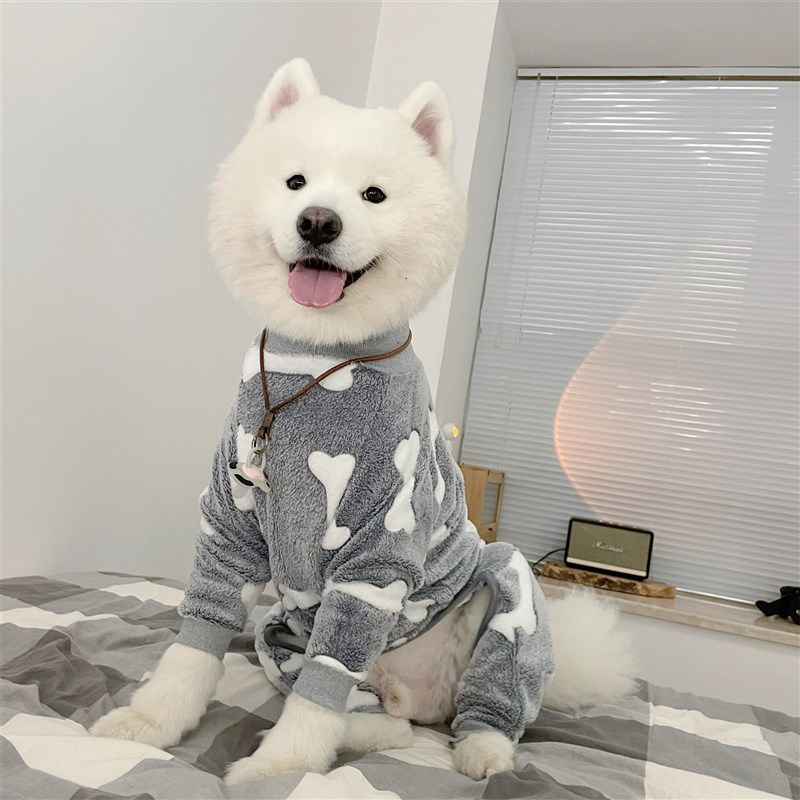 宠物狗狗冬款睡衣中大型犬保暖加绒棉衣萨摩耶金毛冬款四脚冬装