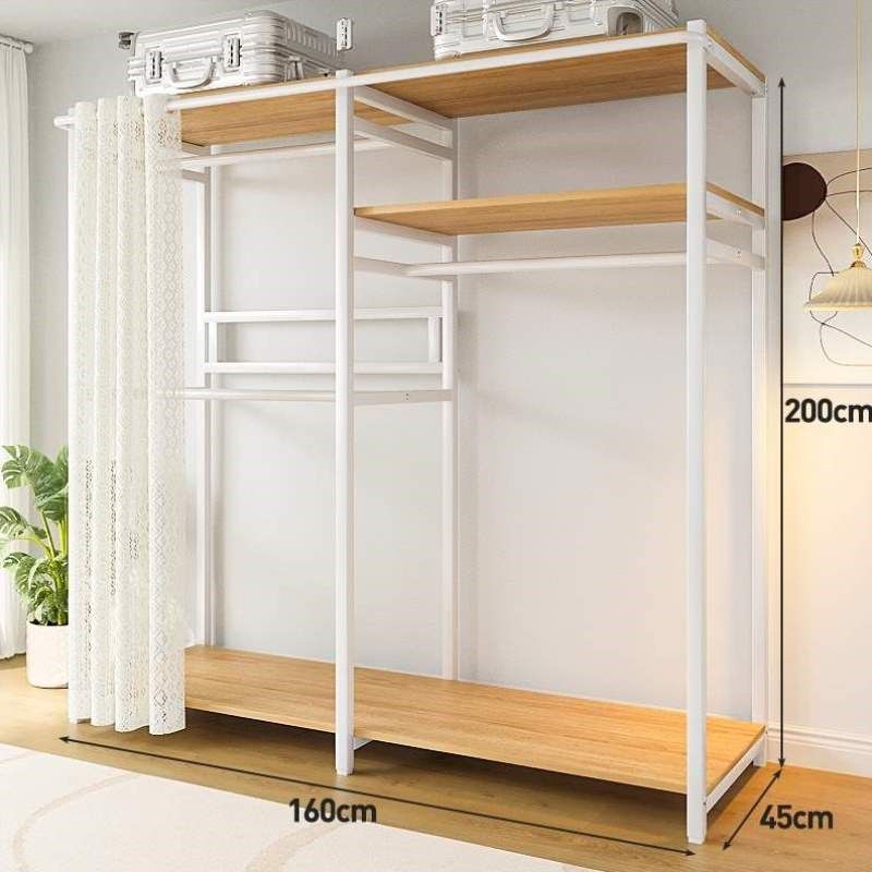 家用柜子衣柜组装开放式卧室衣柜转角简易落地金属挂衣架衣橱钢架