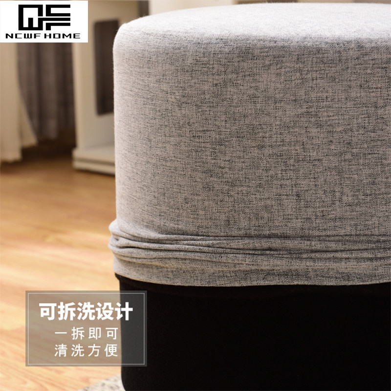 北欧创意方凳布艺换鞋凳实木沙发凳客厅时尚方凳子梳妆凳试衣间凳