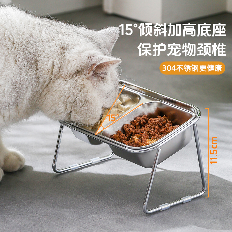 304不锈钢猫碗食盆防打翻狗碗喂食器饮水喝水碗宠物饭盆猫咪用品