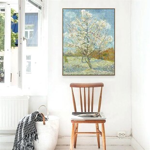 梵高装饰画世界名画盛开杏花遮挡电箱画餐厅卧室书房挂画风景油画