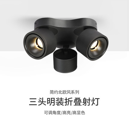 明装led射灯三头筒灯客厅吸顶天花灯衣帽间卧室书房无主灯照明