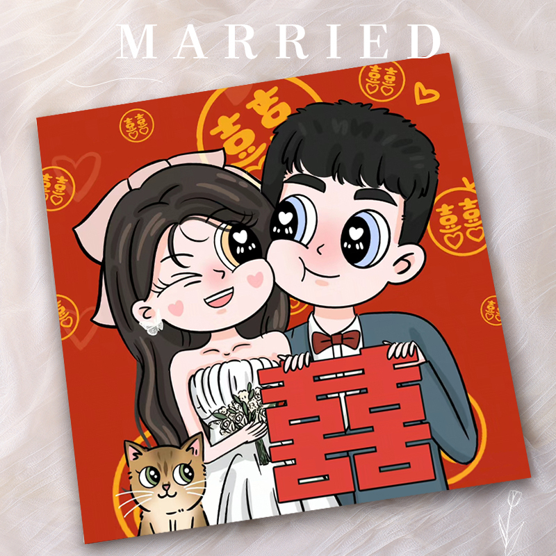 生日礼物diy手工油画送新人闺蜜女生照片定制卡通结婚订新婚实用