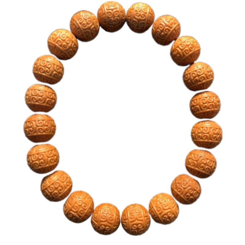 猴头手串雕刻回纹珠核雕手链正圆珠野生文玩小核桃非桃核橄榄核