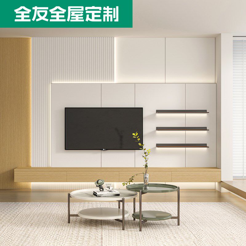 制屋定全背景墙卧电护墙板到顶整体客餐厅室视柜墙板家具