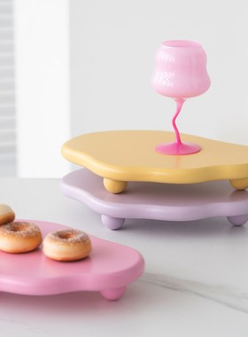 vng pus多巴胺彩色桌面托盘装饰摆件轻奢收纳置物盘拍摄道具