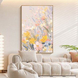 奶油风客厅装饰画抽象肌理感入户走廊过道玄关壁画沙发背景墙挂画