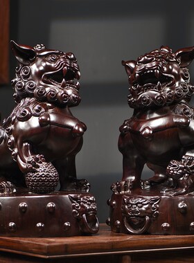 实一雕摆件木对招财物件客厅式关中玄装饰品