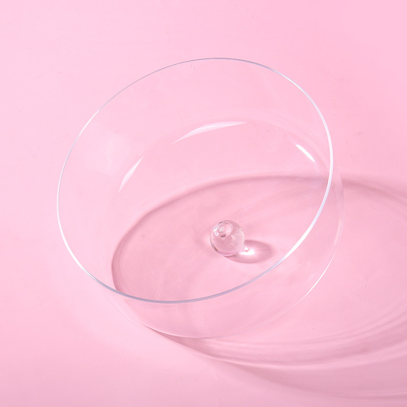 包邮欧式高脚克果盘方玻璃亚水力蛋糕罩透明料塑防尘装饰点心盘