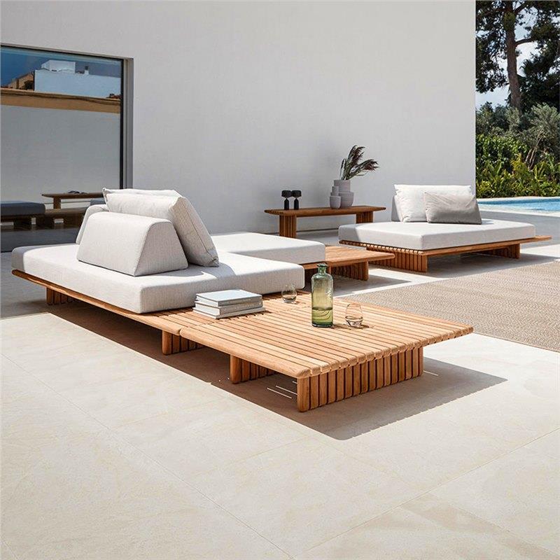 户外沙发庭院休闲花园别墅酒店露台实木防水大型家具茶几组合