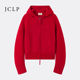 JCLP金纯良品 匠心100%山羊绒 新年战袍中国红连帽拉链羊绒外套