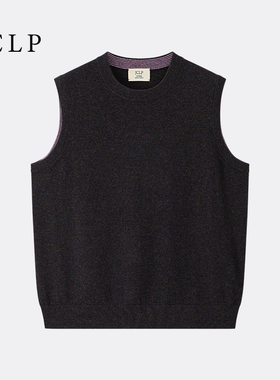 JCLP金纯良品25秋冬新款100%山羊绒圆领针织无袖马甲背心打底衫女