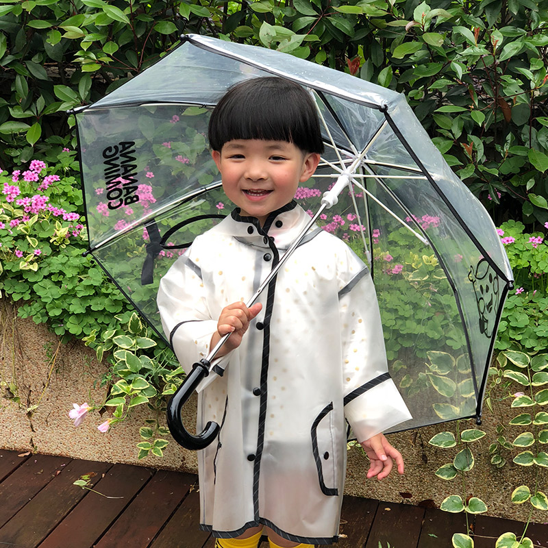 儿童雨伞透明宝宝幼儿园男童女童小孩长柄超轻防夹长柄阳伞上学