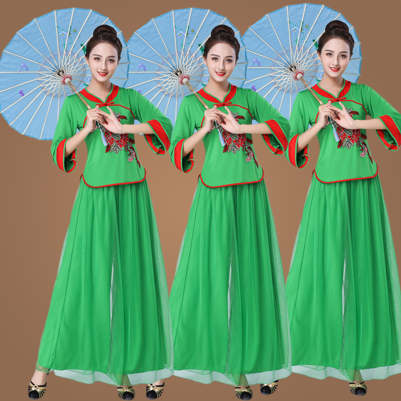 2020春夏广场舞服装新款套装中老年扇子舞演出跳舞衣服中老年成人