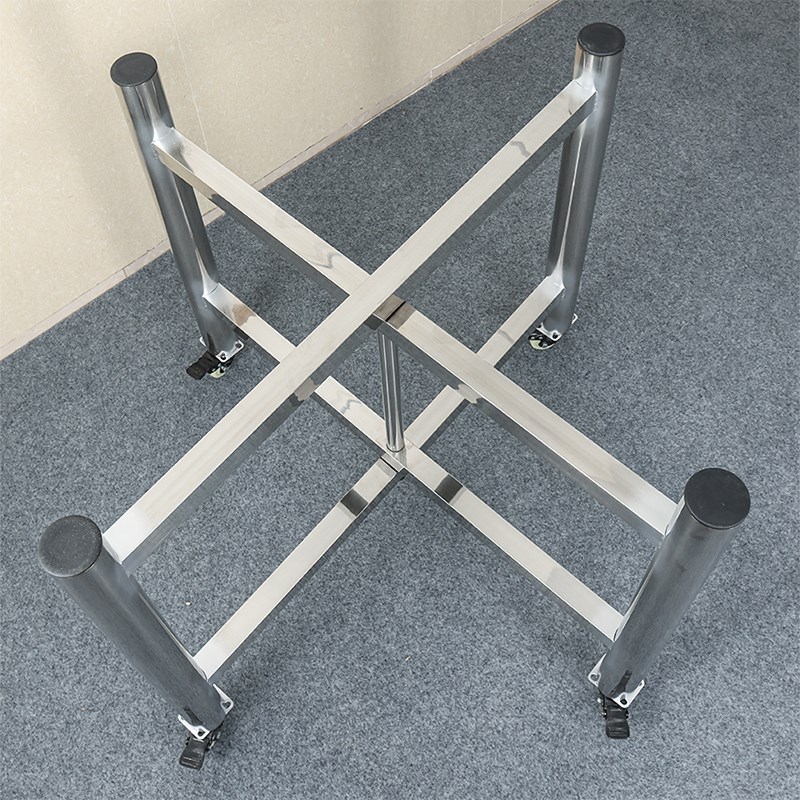 带轮子可折叠加厚不锈钢桌脚支架大圆桌桌架方桌面玻璃桌桌腿框架