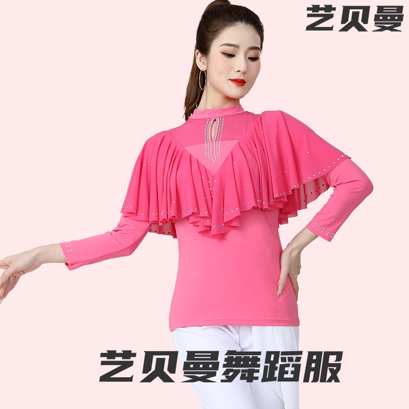 舞蹈上衣女款新款广场舞服装网纱广场舞上装