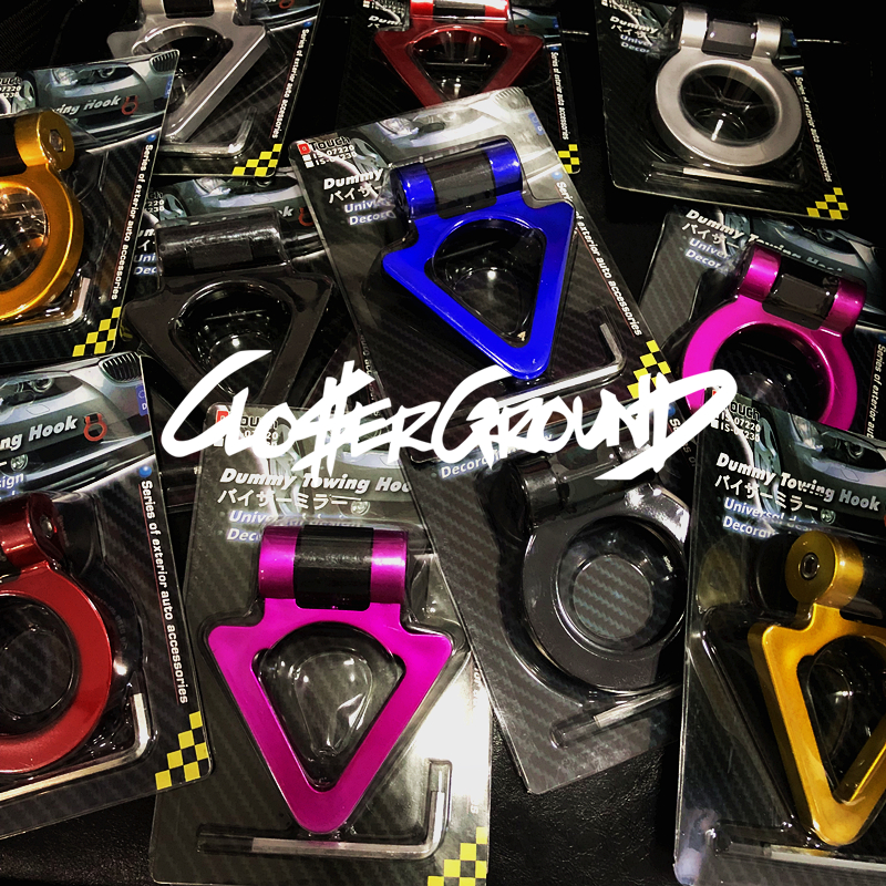 新款创意汽车通用改装拖车绳装饰钩个性拖车绳钩牵引带前杠粘贴式