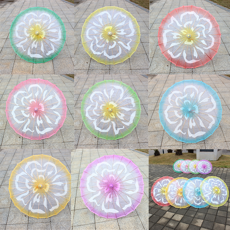 跳茉莉花的 成人舞蹈伞古典透明旗袍走秀演出服装舞台道具雨伞