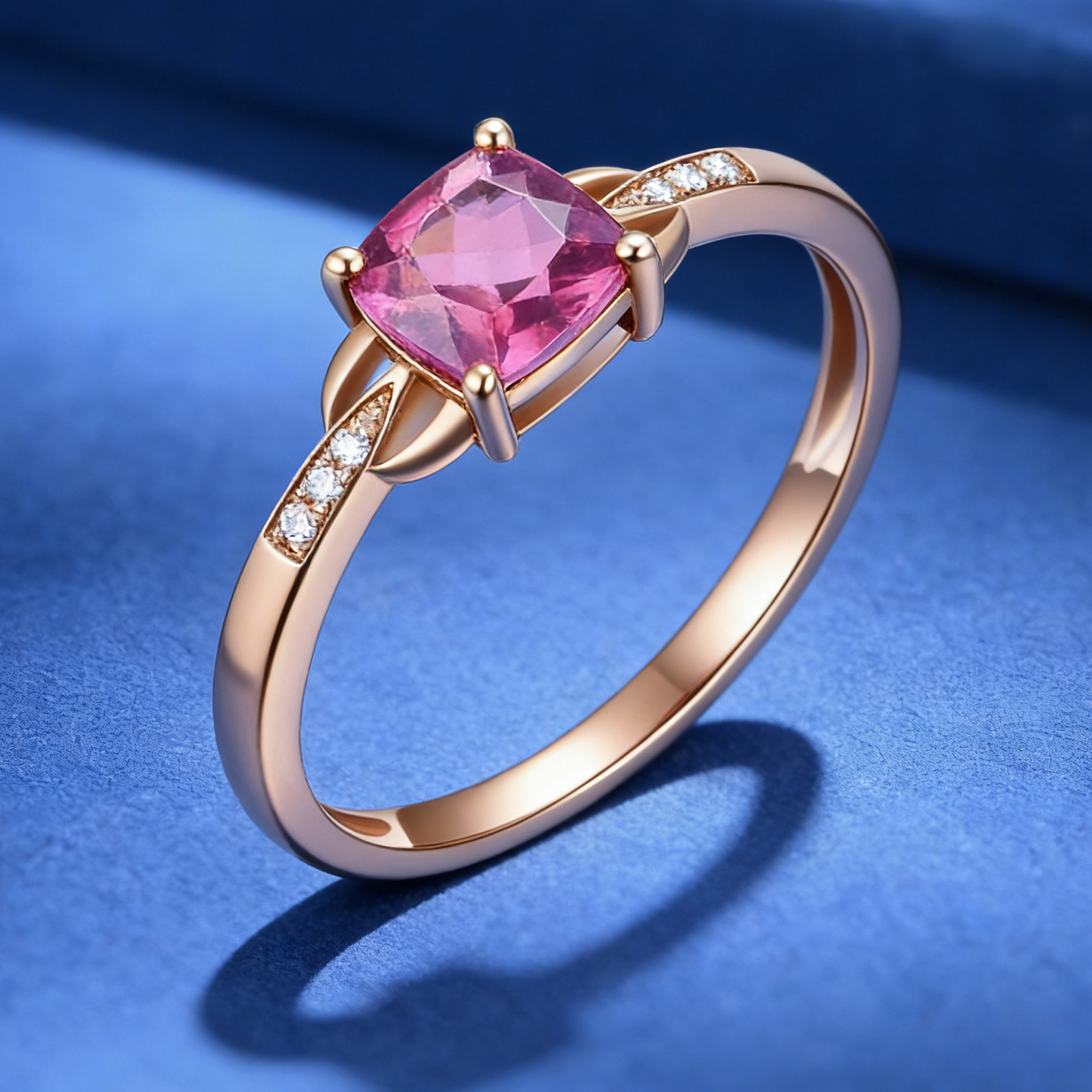 天然彩宝卢比莱碧玺18K金戒指