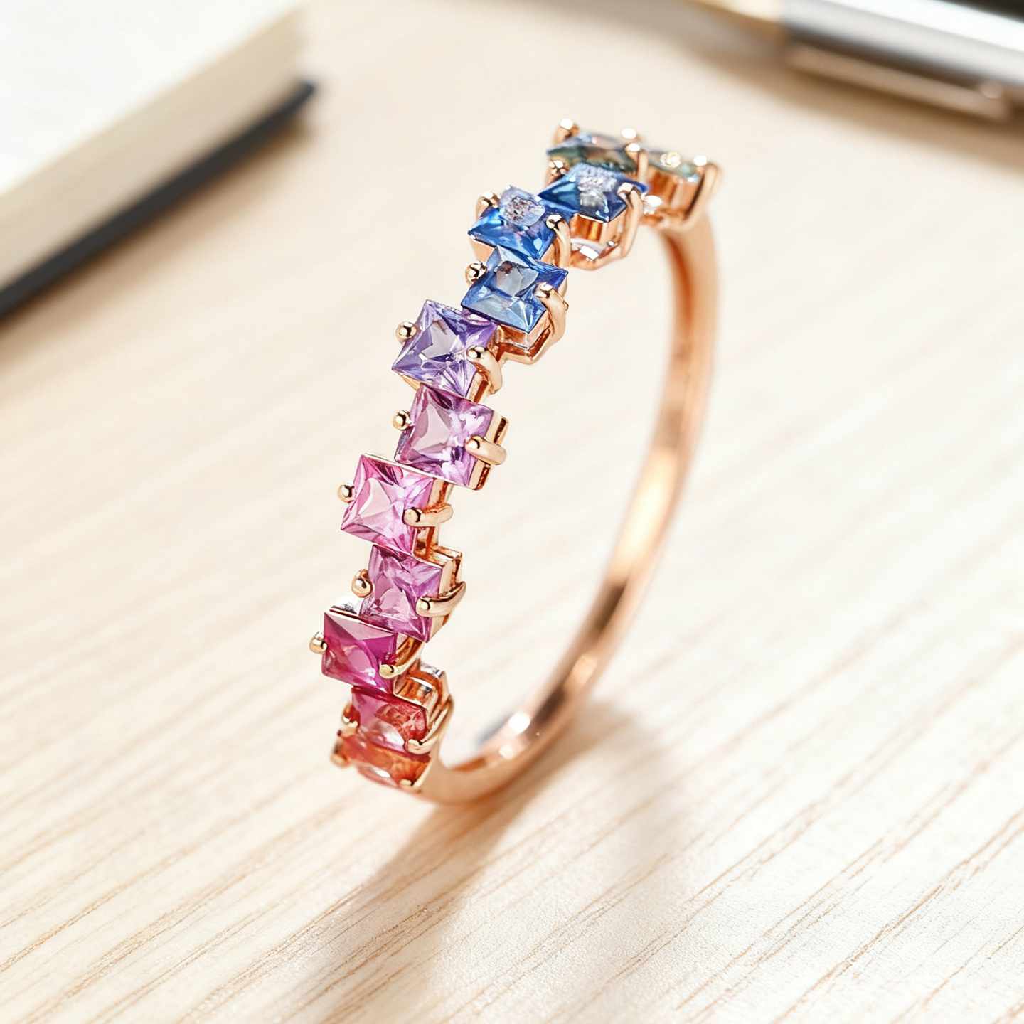 天然彩宝1.55克拉彩蓝宝石戒指