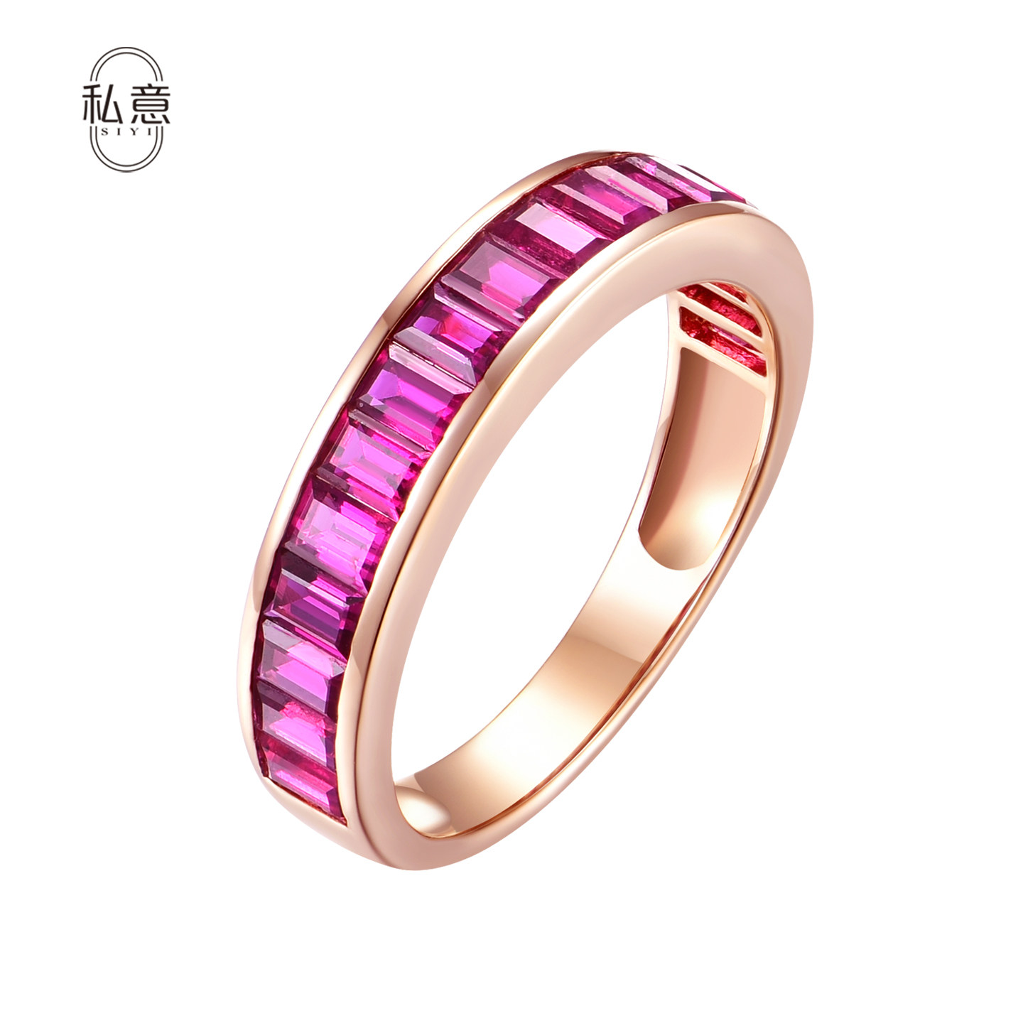 私意珠宝 天然彩宝1.6克拉红宝石戒指18K金彩蓝宝正红色首饰定制