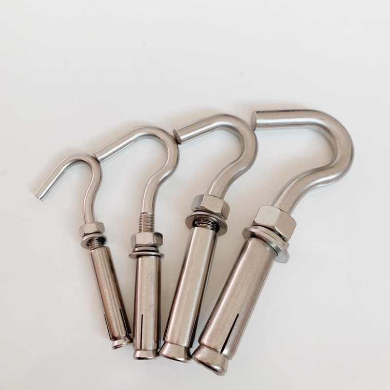 304不锈钢膨胀钩子带钩膨胀螺丝井盖网窨井网挂钩吊钩M6M8M10M12