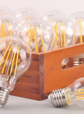 LED爱迪生复古e27螺口灯泡仿钨丝复古A60ST64C35拉尾透明LED尖泡