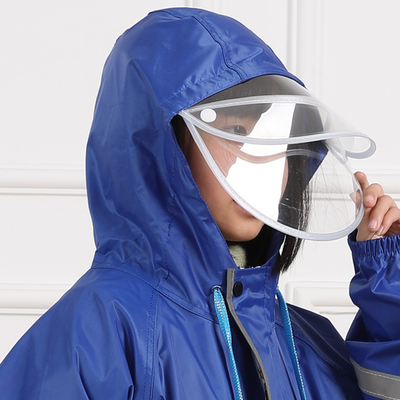 儿童雨衣男童防暴雨小学初中高中学生雨披带拉链双帽檐加长款