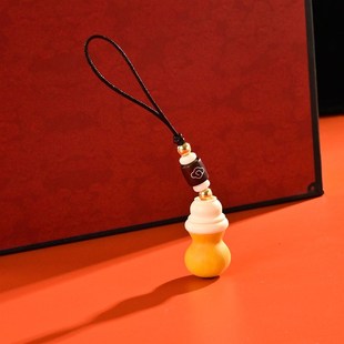 天然小葫芦空心开口楞严咒手机挂件带脖吊坠钥匙扣挂饰随身小药瓶