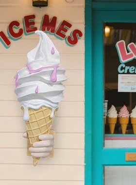门头壁挂冰淇淋雕塑摆件卡通融化冰激凌雪糕模型发光亮立体甜品店