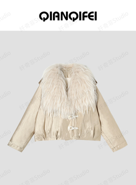 【Tia之夜 大狂欢】12-26F B 大毛领披肩设计感加绒短外套 TK5403