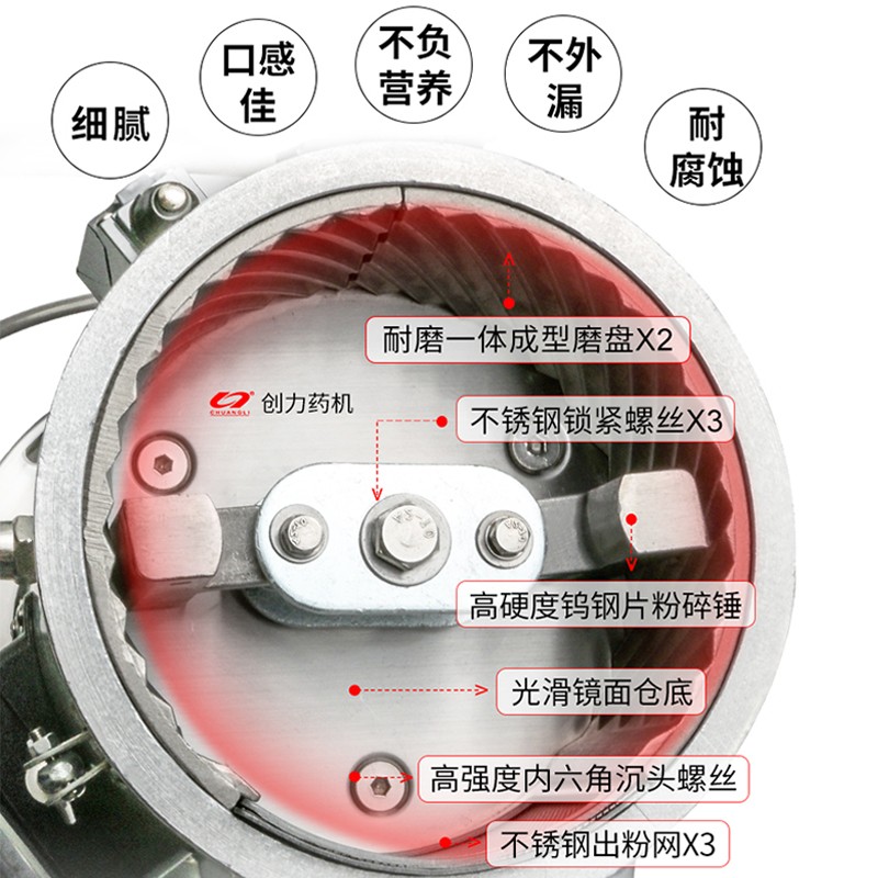 创力小型家用流水式粉碎机超细中药材打粉机商用研磨机三七磨粉机