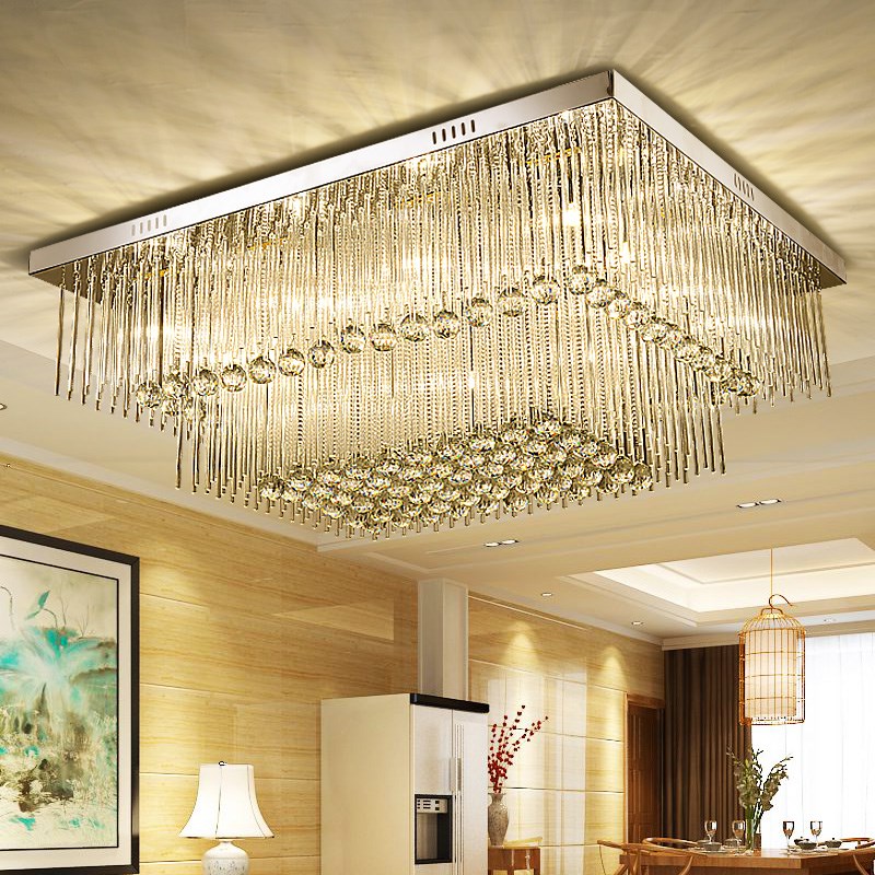 宴会厅长方形水晶灯别墅客厅灯酒店大堂灯过道会议室珠宝店大厅灯