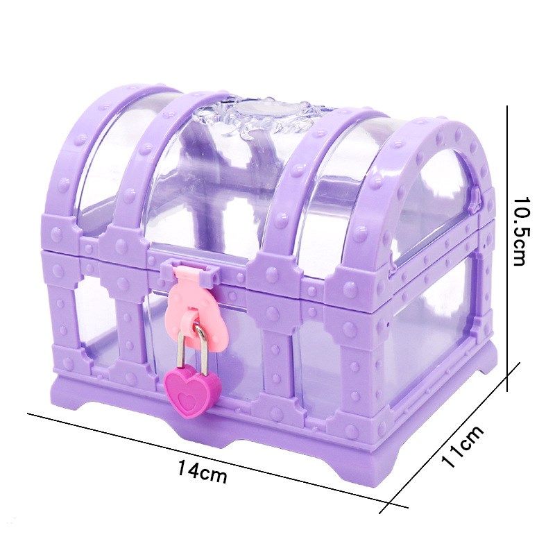 儿童百宝箱公主女孩藏宝盒带锁头塑料金币宝石水晶收纳盒海盗道具