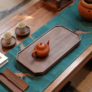 黑胡桃木定制实木托盘新中式瓷器简约果盘茶具茶盘干泡台