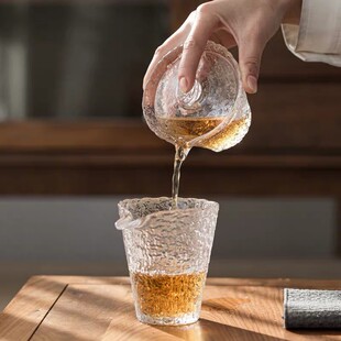 点屋日式手茶锤纹公杯 耐热玻璃玻工公道杯 茶具分茶器璃海