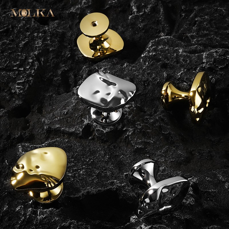 创意轻奢高级感现代简约衣柜门拉手黄铜金色银色抽屉橱柜法式把手